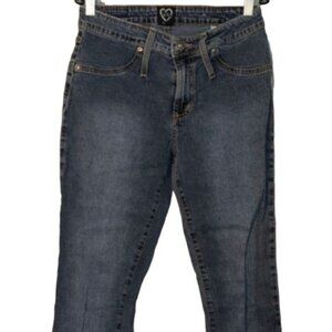 xoxo blue medium wash jeans distressed cotton blend foe front pockets  READ